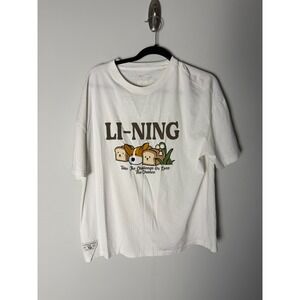 Li-Ning T-‎ Shirt Mens 2XL White Take the Challenge Graphic Sports Round Neck